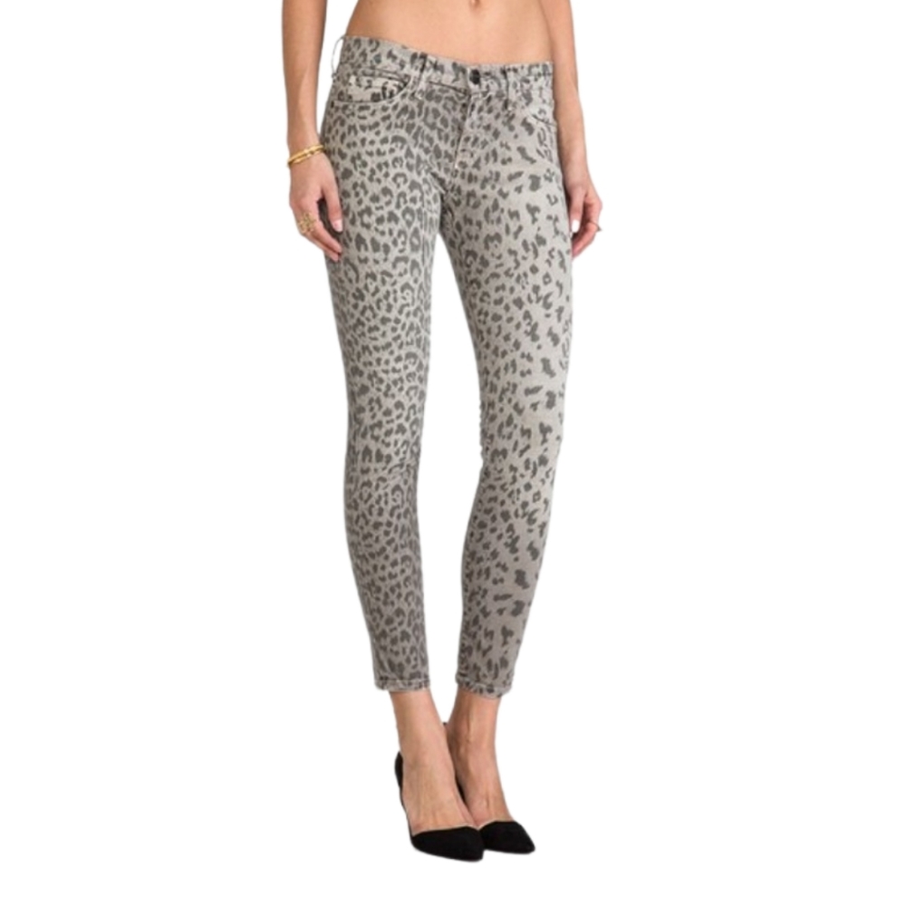 CURRENT/ELLIOTT "The Stiletto" Kate Moss Gray Leopard Animal Print Jeans 27